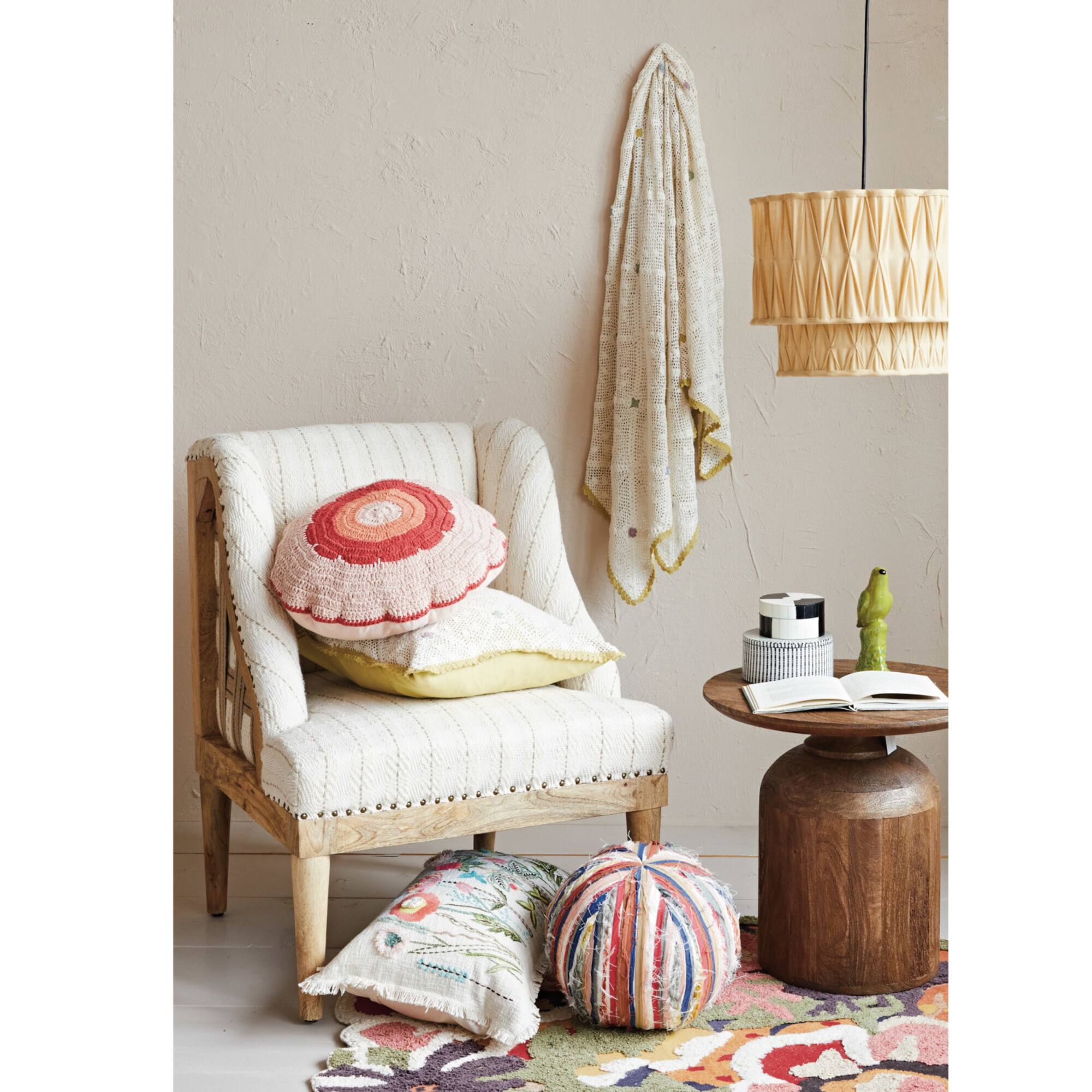 Hello Honey® 18" x 18" Hand-Woven Diamond-Pattern Crotchet Reclaimed Cotton Pillow
